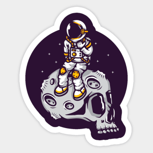 Astronaut And Skull Moon Sticker